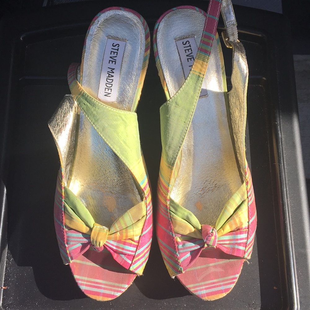 Fabric summer plaid wedge